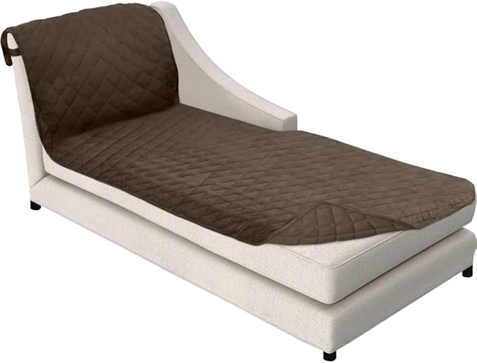 Sofa Shield® Couch Chaise Lounge Slip Cover for Dogs with Strap, Chocolate | Reversible Furniture Protector, Stain and Tear Resistant Cushion Cover, Machine Washable Slipcover for Pets, Cats 70 inch by SofaShield