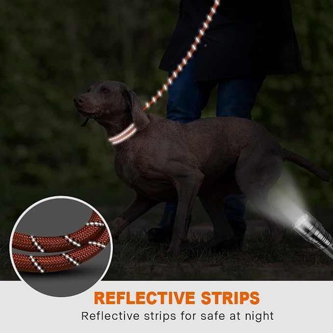 Taglory Rope Dog Leash for Medium Large Dogs, 5 FT Padded Handle, Orange | Climbing Rope for Strong Pullers, Reflective for Night Walks and Training, Comfortable Grip, Anti-tangle Swivel Clip 1/2 inch - Image 5