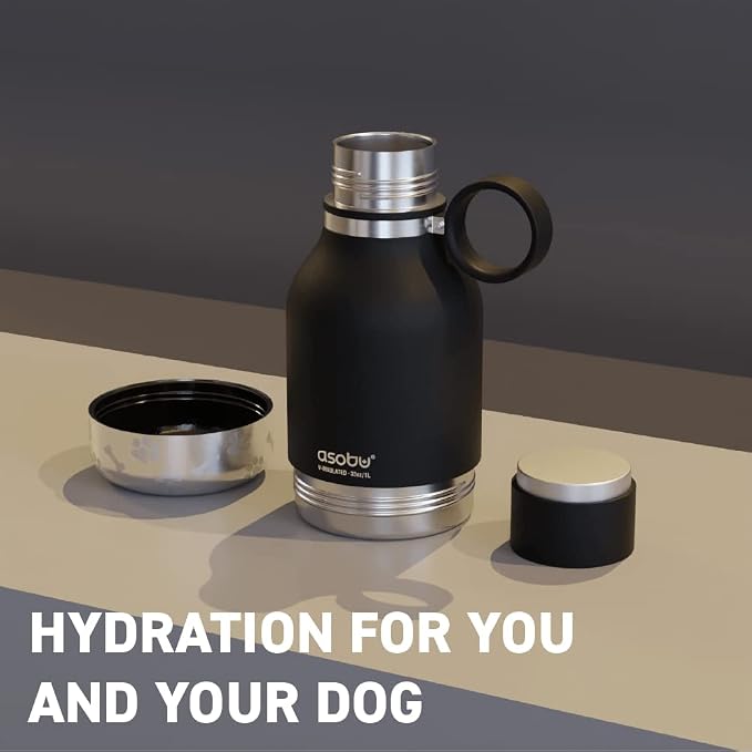 Asobu Buddy Bottle, a Stainless Steel Insulated Water Bottle with Removable Dog Water Bowl and Dog Food and Treat Storage (Midnight Marble, 37 Oz) - Image 3