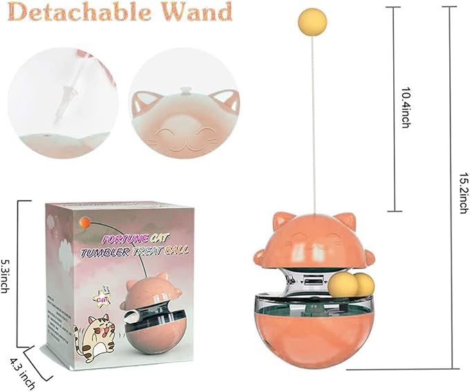 Cat Treat Dispenser Tumbler Interactive Puzzle Feeder, Cat Snacks Temptations Ball Food Puzzle Toy - Image 2