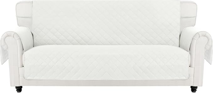 Easy-Going Reversible Oversized Couch Cover for 3 Cushion Couch Sofa Cover for Dogs Water Resistant Furniture Protector Cover with Foam Sticks for Pet (Oversized Sofa, Ivory/Ivory) | Machine Washable Slipcover For Dogs, Water Resistant Furniture Mat Fo... by Easy-Going