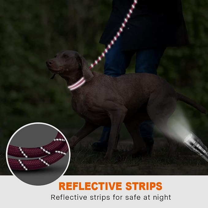 Taglory Rope Dog Leash for Medium Large Dogs, 6 FT Padded Handle, Hotpink | Climbing Rope for Strong Pullers, Reflective for Night Walks and Training, Comfortable Grip, Anti-tangle Swivel Clip 1/2 inch - Image 5