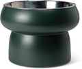 Fringe Studio Matte Speckled Green Medium Raised Stoneware Feeder W/Stainless Steel Insert (7" Diameter x 5.5" H, 26 fl.oz.), PetShop Collection (453MD001) by FringeStudio