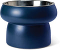 Fringe Studio Matte Speckled Navy Small Raised Ceramic Feeder W/Stainless Steel Insert (5.5" Diameter x 3.75" H, 13 fl.oz.), PetShop Collection (453SM001) by FringeStudio