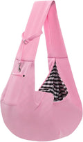 ARZQUT Dog and Cats Carrier Sling, Small Pet Carrier with Storage Pocket | Reversible Puppy Sling Carrier, Safety Buckle, Storage bag, Machine Washable for Travel, Outdoor Activitie, Hand-Free, Pink by ARZQUT