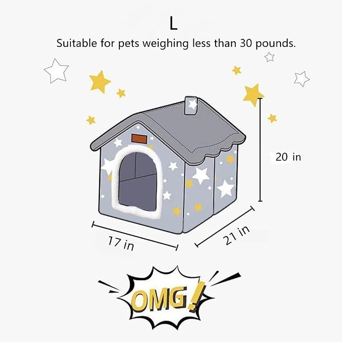 BXEBUI Dog House Indoor Memory Sponge, Foldable Dog House Kennel Bed Mat with Cushion for Small Medium Large Dogs Cats, Winter Warm Cat Nest Puppy Cave Sofa Pet Products (Large) - Image 2