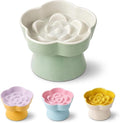 Ceramic Elevated Slow Feeder Cat Bowl, Raised and Gently Tilted Feeding Dish with Maze Design, Whisker-Friendly, Easy to Clean, for Indoor Cats and Small Dogs (Green/Ivory) by Unknown