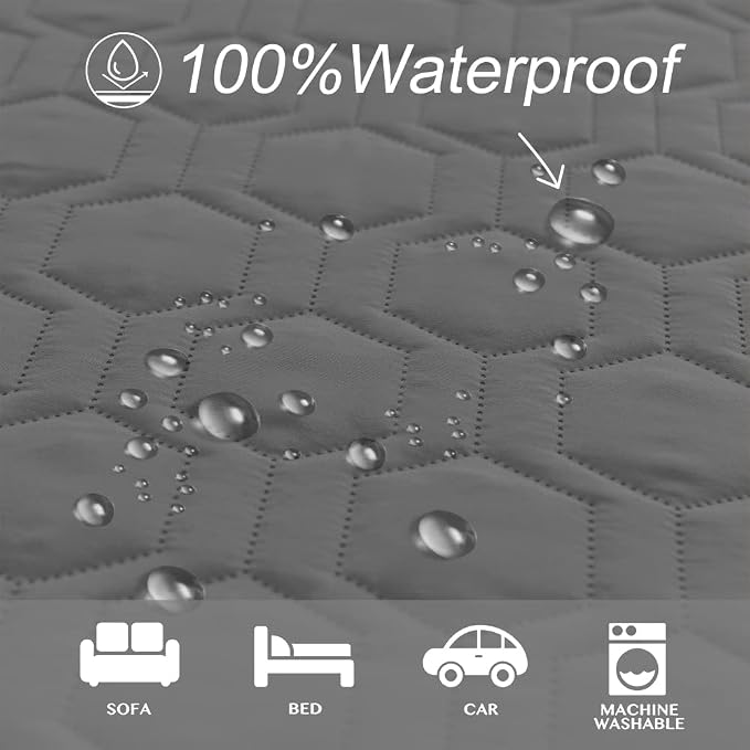 Tcksstex Waterproof and Anti-Slip Dog Bed Cover and Pet Blanket Sofa Pet Bed Mat ，car Incontinence Mattress Protectors Furniture Couch Cover for Most Cats Dogs, Pets（82x82- Dark Grey） - Image 2