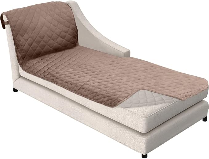 Sofa Shield® Couch Chaise Lounge Slip Cover for Dogs with Strap Latte Linen | Reversible Furniture Protector, Stain and Tear Resistant Cushion Cover, Machine Washable Slipcover for Pets, Cats 70 inch by SofaShield