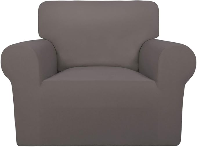PureFit Super Stretch Chair Covers Fleece Couch Covers for Sofa Taupe | 1-Piece Spandex Couch Cover Soft Couch Protector, Sofa Cover Washable with Non Skid Foam and Elastic Bottom for Kids, Dogs by PureFit