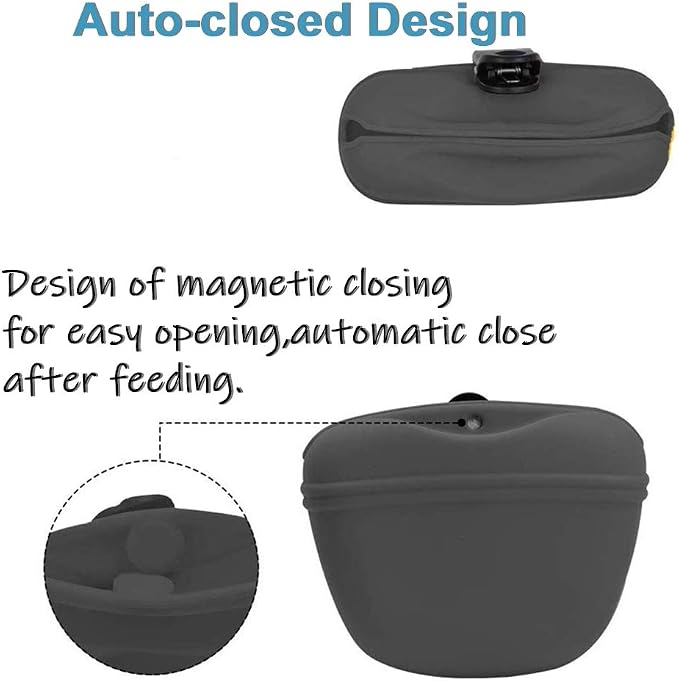 RoyalCare Silicone Dog Treat Pouch-Small Training Bag-Portable Dog Treat Bag for Leash with Magnetic Closure and Waist Clip[US Design Patent] - Image 5