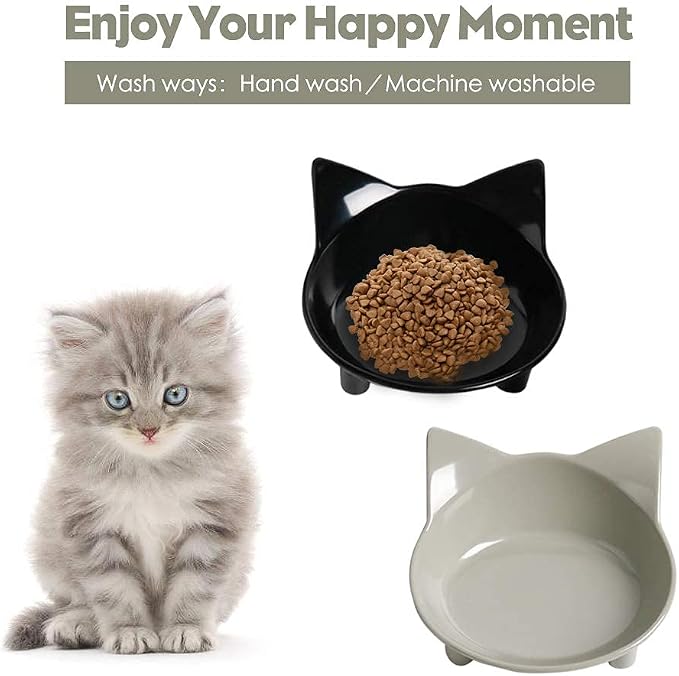 2 Pack Cat Food Bowls, Shallow Whisker Friendly Non-Slip Pet Dishes | Whisker Fatigue Relief, Non-Slip Stable Base, Easy to Clean, for Food & Water, Ideal for Cats & Small Dogs - Image 8