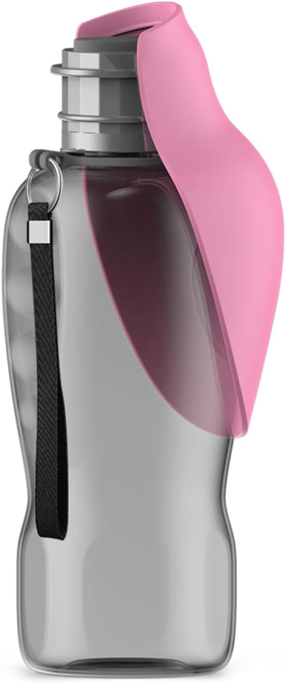 Kalimdor Dog Water Bottle, Leak Proof Portable Puppy Water Dispenser with Drinking Feeder for Pets Outdoor Walking, Hiking, Travel, Food Grade Plastic (27oz Pink) by Kalimdor