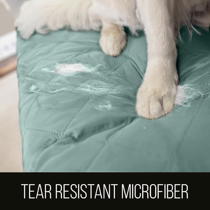 Sofa Shield® Couch Large Recliner Slip Cover with Strap, Seafoam Cream | Reversible Furniture Protector, Stain and Tear Resistant Cushion Cover, Machine Washable Slipcover for Pets, Cats 70 inch - Image 3