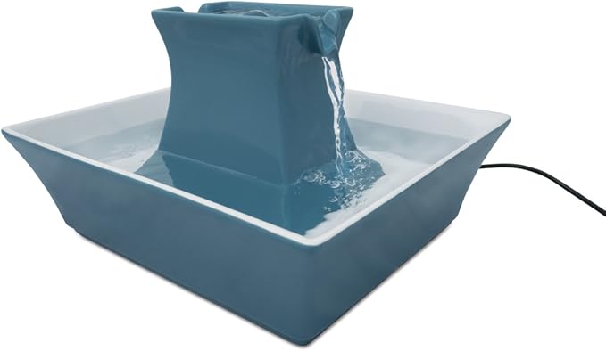 PetSafe Cat and Dog Water Fountain - Automatic Water Dispenser - Drinkwell Pagoda Ceramic Fountain for Pets - Filter Included - Blue - 70 oz, Model:PWW00-14898 | 2 Falling Water Streams Encourage Hydration, Cat & Small Dog Water Fountain, Carbon Filter... - Image 4
