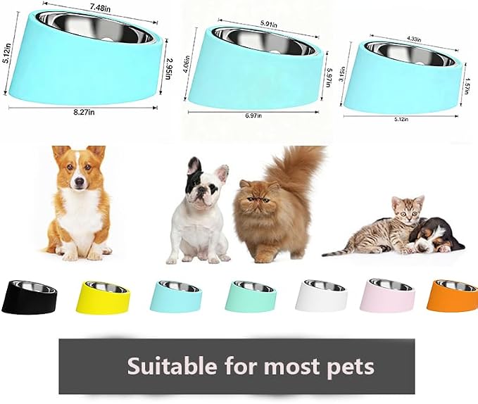 15° Tilted Dog Bowl for Flat-Faced Breeds, Ergonomic Elevated Feeder with Non-Slip Base, Anti-Choke Stainless Steel Food & Water Bowls for Small Dogs French Bulldog Pug (S, Pink) - Image 7