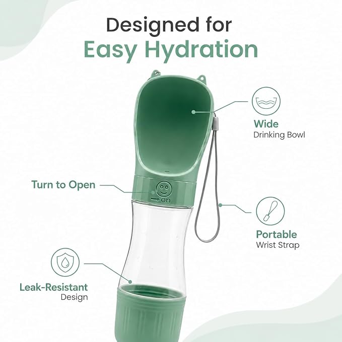 Portable Dog Water Bottle, Leak-Proof Pet Water Dispenser with Food Container, Travel Water Bottle for Dogs, Walking, Hiking & Outdoor Adventures - Image 3