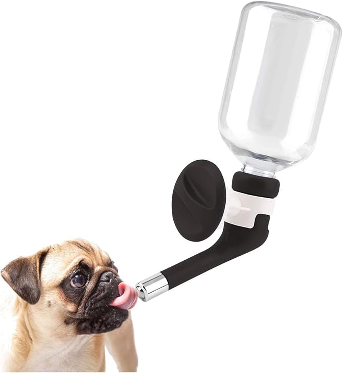 Andiker No-Drip Dog Water Dispenser Bottle-Dog Kennel Cage Water Dispenser Water Drinker Kettle for Pets can be Raised and Lowered Drinking Water Feeding Cage Water Bottle for Dogs (Black) by Andiker-ServingforYou