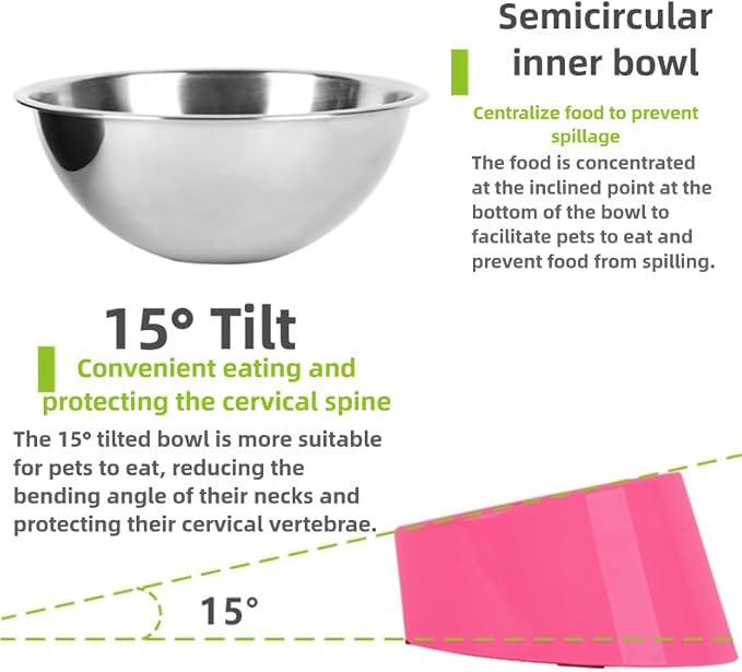 15° Tilted Dog Bowl for Small Dogs Flat-Faced Breeds - Anti-Choke Ergonomic Elevated Feeder Non-Slip Base - 2-in-1 Detachable Stainless Steel Food & Water Bowls - Pure White Clean & Simple (S, White) - Image 5