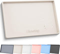 19" x 12" Extra Thick Silicone Mat Waterproof with Raised Edge, Beige | BPA-Free Non-Slip Dog & Cat Food Mat, Feeding Mat for Food and Water Bowls, Spill Proof Mat to Protect Floors by ukeetap