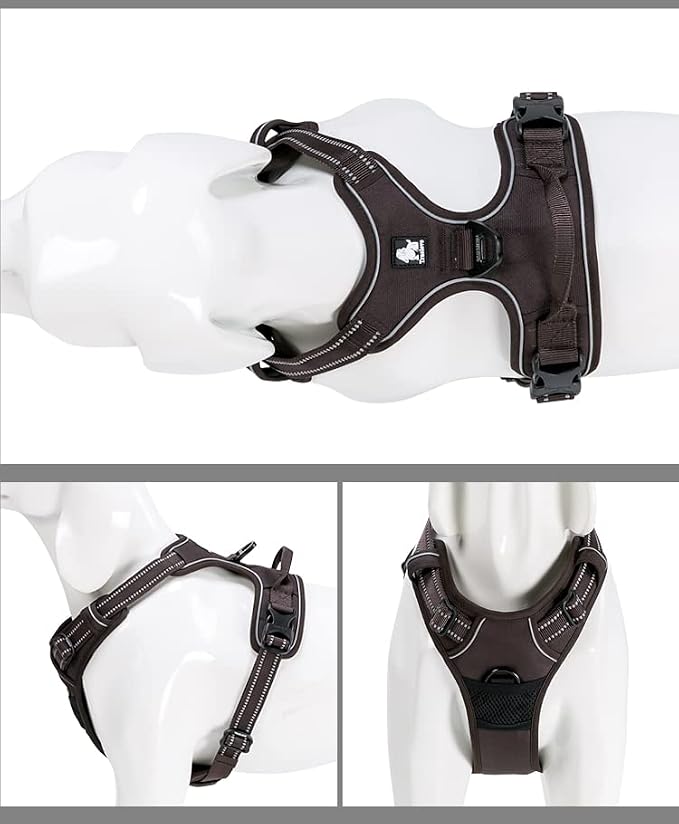 TRUE LOVE Adjustable No-Pull Dog Harness Reflective Pup Vest Harnesses Comfortable Control Brilliant Colors Truelove TLH5651(Brown,XL) | Front Clip, No-Choke, Soft Padded, Control Handle, Anti Escape, Dog Car Harness, Walking and Training, Escape Proof... - Image 6