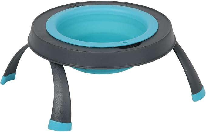 Dexas Pets Elevated Pet Feeder, Small, 1.5 Cup Capacity, Blue, Raised Pet Food and Water Bowl by Dexas
