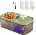 Marchul Cat Water Fountain and Stainless Steel Food Bowl, 100oz/3L Super Quiet Automatic Pet Water Dispenser with Smart Pump and 3 Replacement Filters for Cats and Small Dogs, Green by Marchul