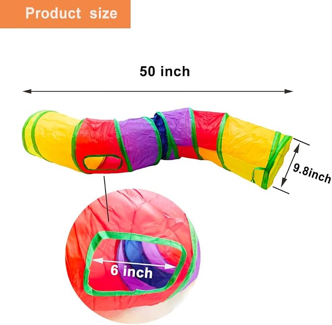 Cat Tunnel, Cat Tunnels for Indoor Cats, S-Shape Foldable Cats Cave | Interactive Toy Pet Tube with Interactive Peephole Crinkle Sounds for Rabbits, Kittens, Ferrets, Puppy Playing & Exploring - Image 3