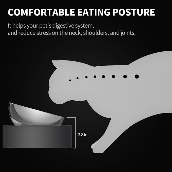 PETKIT 304 Stainless Steel Elevated Cat Bowls&Dog Bowls,Raised Cat Food and Water Bowl Set, Non-Slip, Anti Vomiting 15°Tilted Cat Small Animal Plate - Image 6
