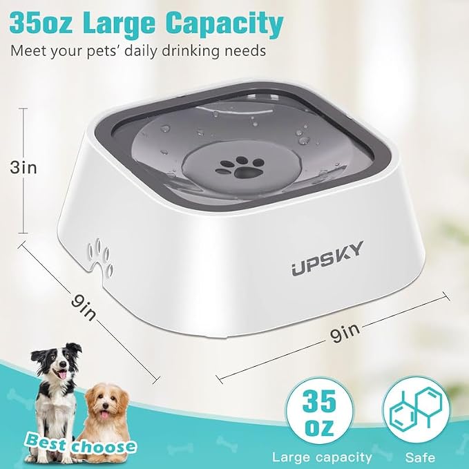 UPSKY 35oz No-Spill Pet Water Bowl, Slow Water Feeder for Dogs and Cats | Splash-Proof Bowls, Slow Drinking Pet Dish, Easy-Clean Dishwasher Safe, Portable For Travel - Image 3