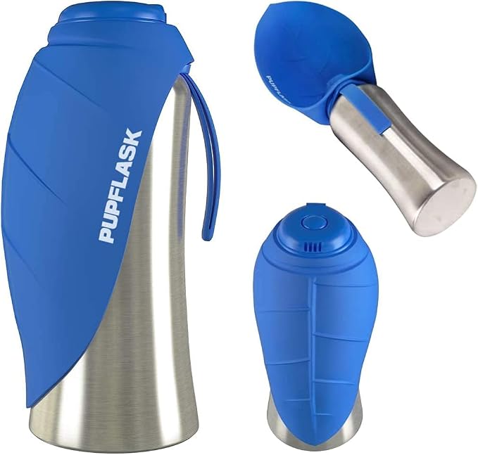 PupFlask Large Dog Water Bottle, Portable Stainless Steel Travel Bowl | 27 or 40 oz Leak-Proof Drink Dispenser with Built-In Cup and Carry Strap for Walking, Hiking and Travel; For All Dog Breeds - Image 8