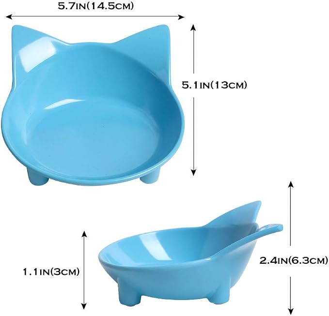 Cat Food Bowls 2 Pack Non-Slip Shallow Wide Whisker Friendly for Indoor Pet | 2 Pack Food Grade Safe Feeding Dishes for Kittens, Puppies & Rabbits, Easy Clean, Relieves Whisker Fatigue for Food & Water - Image 2