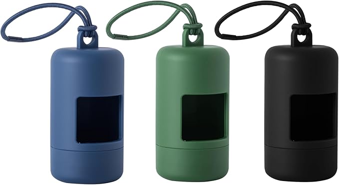 SLSON 3Pack Dog Poop Bag Holder for Leash Lightweight Pet Waste Bag Dispenser with Leash Attachment Portable Plastic Doggie Poop Bag Dispensers,Blue Green Black by SLSON