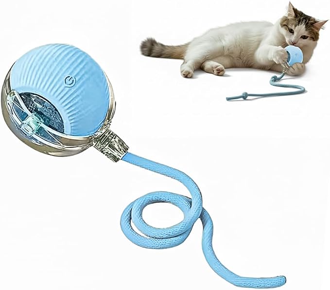 Interactive Cat Toy Ball, Automatic Intercative Cat Toys for Indoor Cats, The 3rd Generation Agile Moving Cat Ball with Elastic Mesh Tail, Toys for Indoor Adult Cats, Motion Activated (Blue) by Unknown