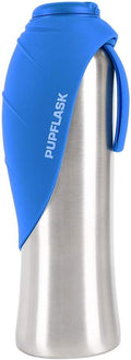 PupFlask Large Dog Water Bottle, Portable Stainless Steel Travel Bowl | 27 or 40 oz Leak-Proof Drink Dispenser with Built-In Cup and Carry Strap for Walking, Hiking and Travel; For All Dog Breeds by TuffPupper