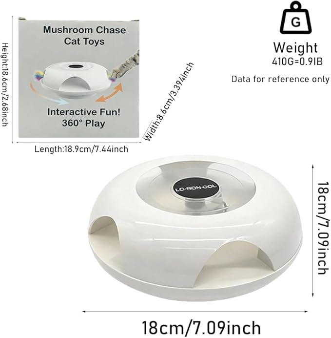 Interactive Whack-a-Mole Cat Toy — Automatic Mushroom Feather Pop-Up Play Toy for Cats, Cognitive Stimulation & Exercise, Durable Pet Entertaining Game (White) - Image 7