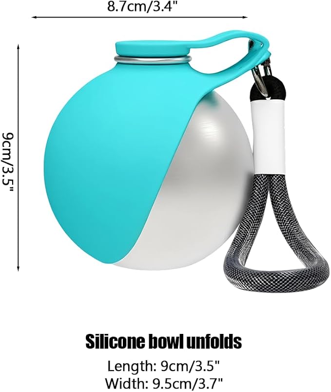 Portable Pet Water Bottle, 285ml/10 Oz Stainless Steel Compact Dog Drinking Bottles Leak Proof Cat Travel Water Bottles with Foldable Silicone Bowl for Outdoor Walking Hiking - Image 2