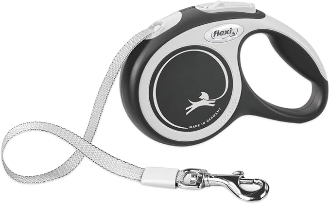 FLEXI® Comfort Tape Retractable Dog Leash, Medium, 16 ft - Grey/Black | German engineered, original flexi leash, durable quality for dogs up to 55 lbs, tangle-free, walking, reliable brake system by Flexi