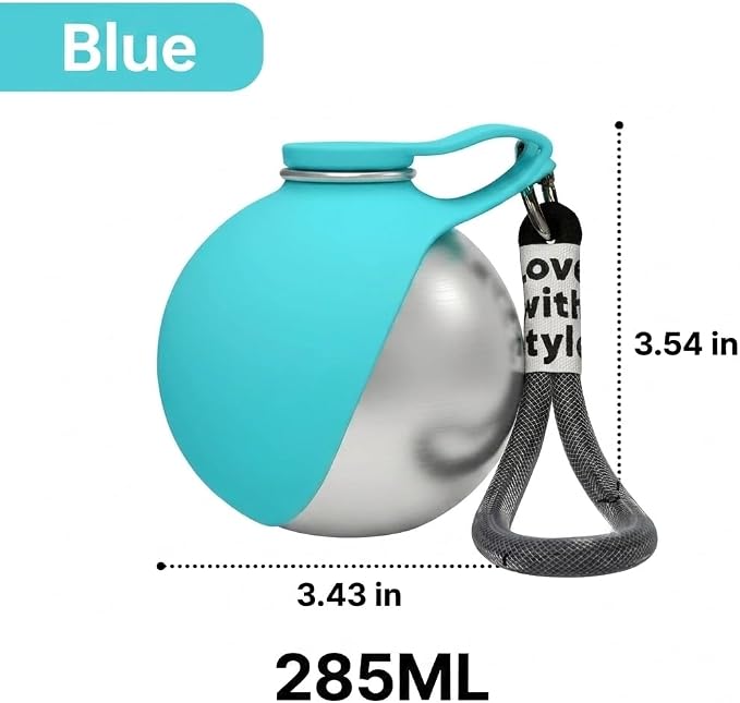 Dog Water Bottle Portable, 2 in 1 Stainless Steel 10oz Dog Water Bowl, Blue | Leak-Proof Pet Water Dispenser for Small & Medium Dogs, Pet Drinking Holder for Walking Hiking Outdoor Activities - Image 6