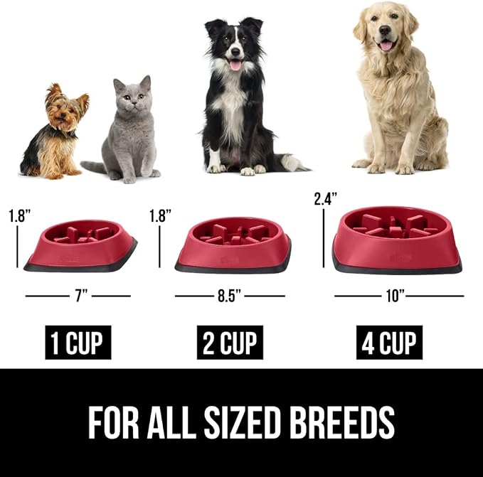 GORILLA GRIP® Patented Slow Feeder Dog and Cat Bowl, BPA Free, 4 Cup Red | Interactive Puzzle Toy for Food Training Enrichment, Keeps Pets Busy and Prevents Puppy Overeating, All Breeds - Image 6