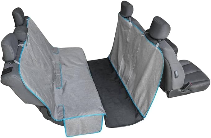 Kurgo Coast to Coast Hammock, Heather Grey, 55" Wide | Full-Coverage Seat Cover with Rufftex Floor Guard, Protects from Muddy Paws & Pet Hair, Water & Stain Resistant, Secure Fit by Kurgo