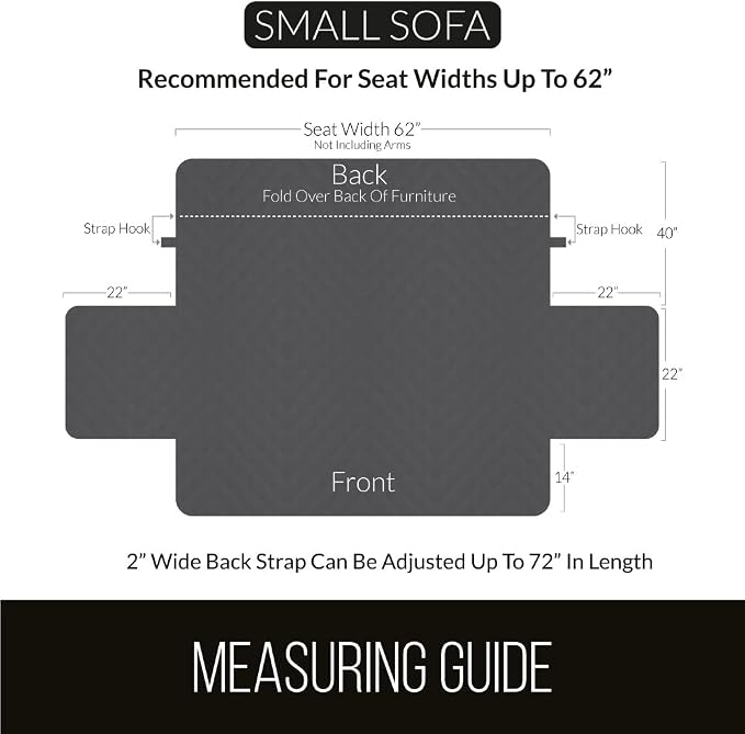 Sofa Shield® Couch Small Sofa Slip Cover with Strap, Chocolate Beige | Reversible Furniture Protector, Stain and Tear Resistant Cushion Cover, Machine Washable Slipcover for Pets, Cats 70 inch - Image 6