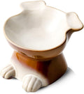 Nihow Elevated Ceramic Dog Bowls: 6.5 Inch Raised Dog Bowl for Food & Water | Food Safe Bowl for Medium/Small Size Dogs - Brown Puppy Bowls for Protecting Pet's Spine(1 PC) by Nihow
