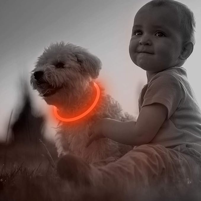 LED Dog Collar, USB Rechargeable Glowing Pet Collar, TPU Cuttable Dog Safety Lights for Small Medium Large Dogs (Orange),70cm - Image 7