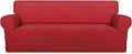 PureFit Stretch Couch Covers for Sofa Large Sofa Slipcovers Red | 1-Piece Sofa Cover Washable Soft Couch Protector, Couch Slipcover with Non Skid Foam and Elastic Bottom for Kids, Dogs by PureFit