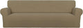 PureFit Stretch Couch Covers for Sofa 4 Seater Slipcovers Tan | 1-Piece Sofa Cover Washable Soft Couch protector, Couch Slipcover with Non Skid Foam and Elastic Bottom for Kids, Dogs by PureFit