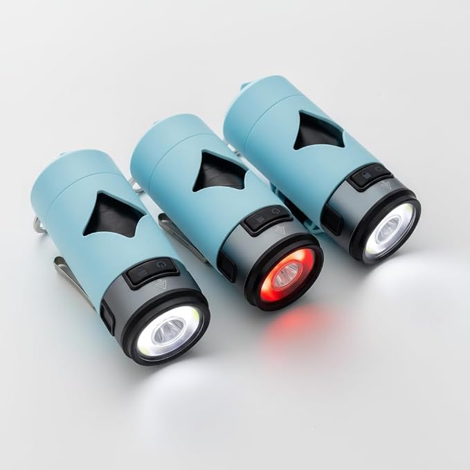 Lumi Waste Bag Holder with LED Flashlight and Carabiner Clip Blue | Dog waste bag holder with LED flashlight, carabiner clip, and waste bags for walks, hikes, travel, and everyday use. by LumiPawtners