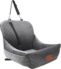 WOOAIDAGG Dog Car Seat,Fully Detachable and Washable Cover,Easy to Assemble,Comfy Cushion Fill in Memory Foam,2 Clip-On Safety Leashes and Storage Pockets (Grey) by WOOAIDAGG