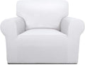 PureFit Super Stretch Chair Covers Fleece Couch Covers for Sofa White | 1-Piece Spandex Couch Cover Soft Couch Protector, Sofa Cover Washable with Non Skid Foam and Elastic Bottom for Kids, Dogs by PureFit