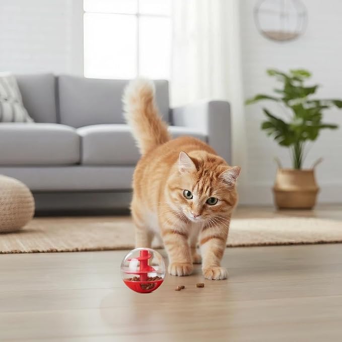 Cat Treat Dispenser Toy Interactive, Slow Feeder Cat Treat Ball for Cats, Adjustable Portions Food Ball for Cats Kitten Training, Small Puzzle Ball Cat Treat Dispenser Toys, 2 x 2in - Image 2